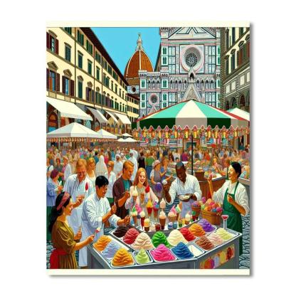 Florence Gelato Festival - Italy Numbered Painting Kits