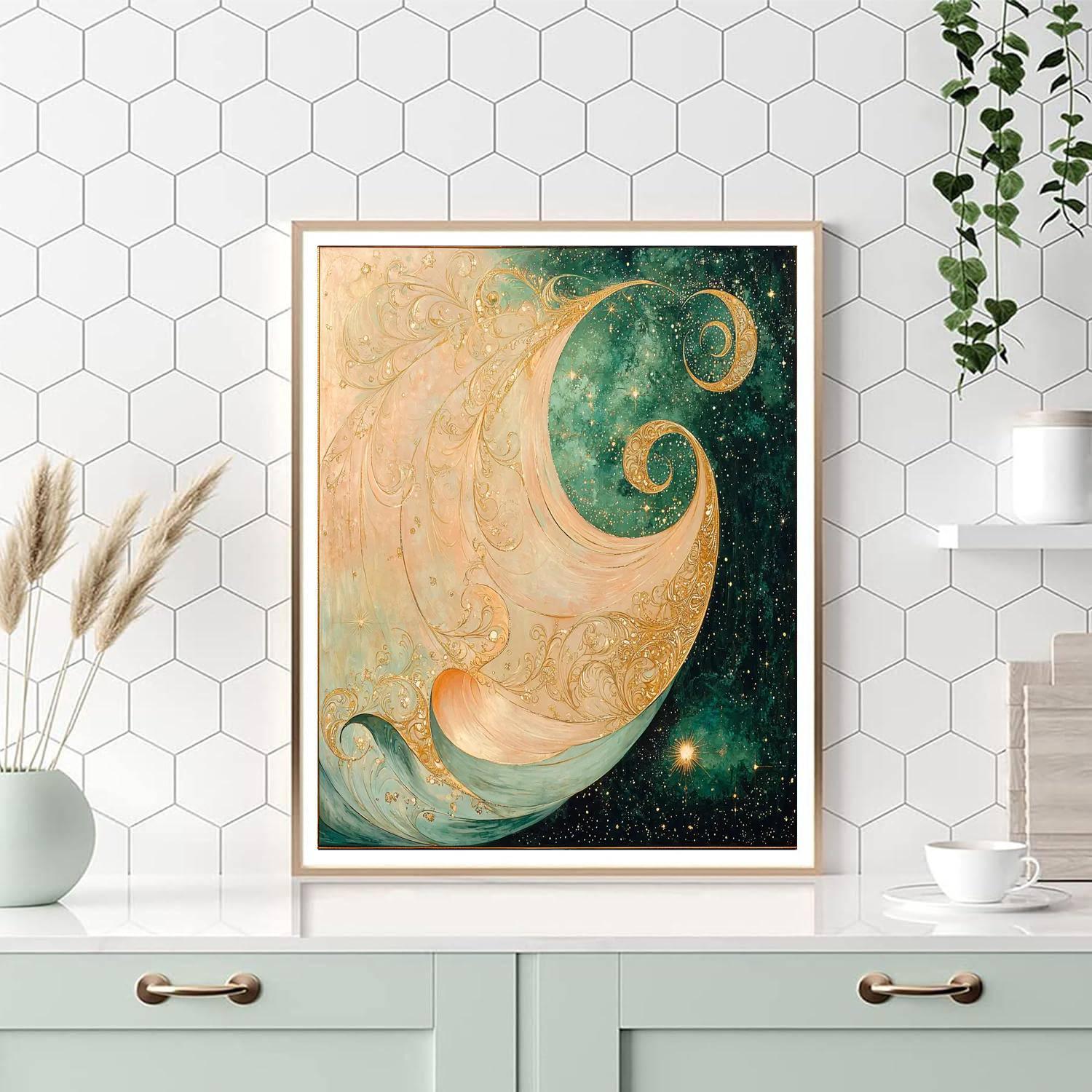 Alphonse Mucha Inspired Celestial Harmony Reverie  Painting By Numbers Kit