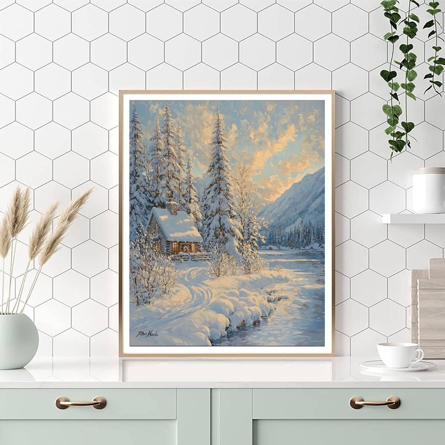 Thomas Kinkade Inspired Frosty Serenity  DIY Paint By Numbers