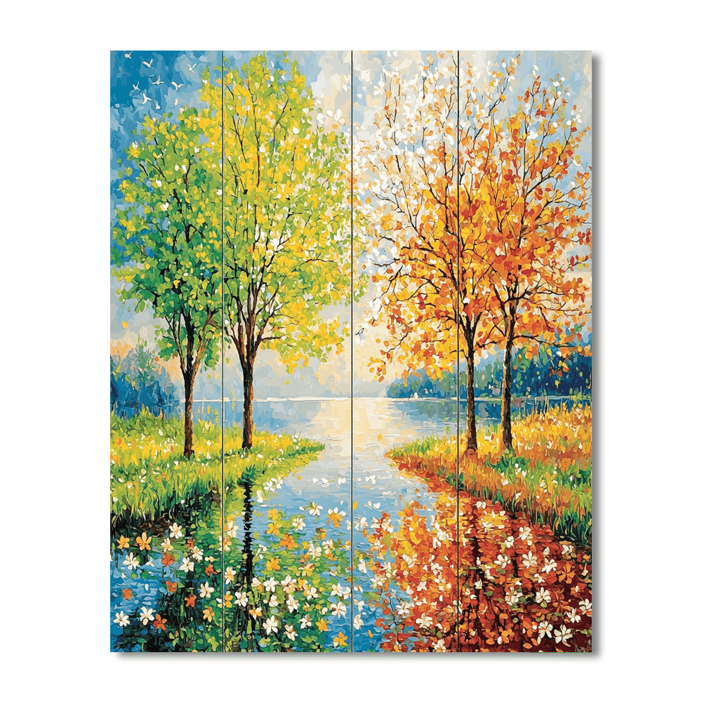 Claude Monet Inspired Seasonal Reflections  Paint By Numbers Art