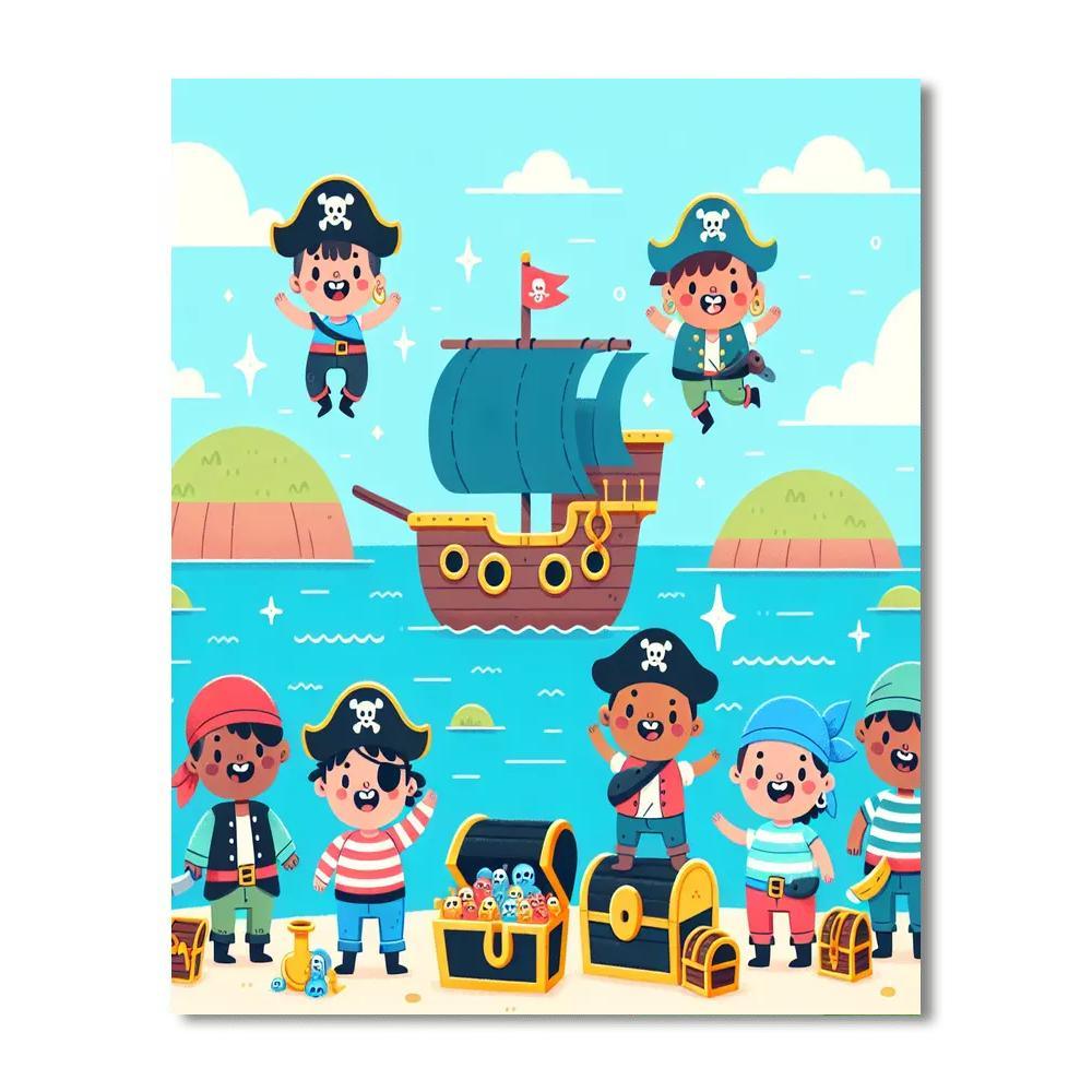 Brave Pirate Treasure Hunt Paint By Numbers Art