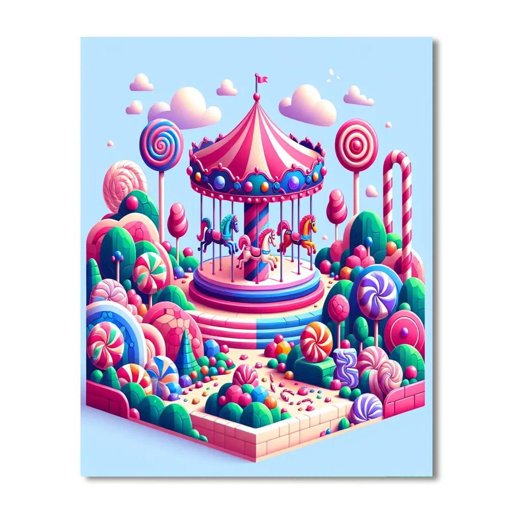 Candyland Carousel Paint By Number