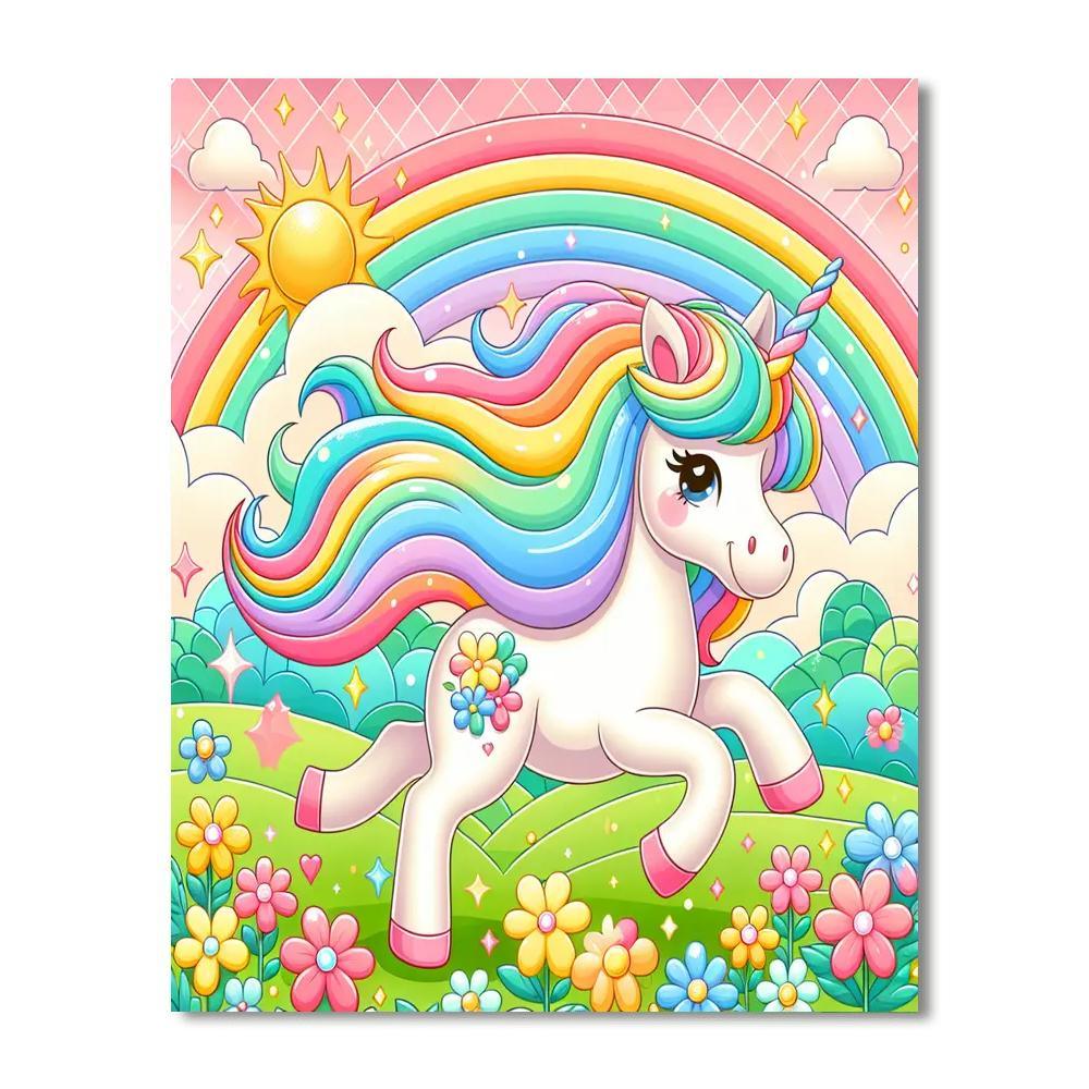 Charming Rainbow Unicorn Paint By Numbers Art