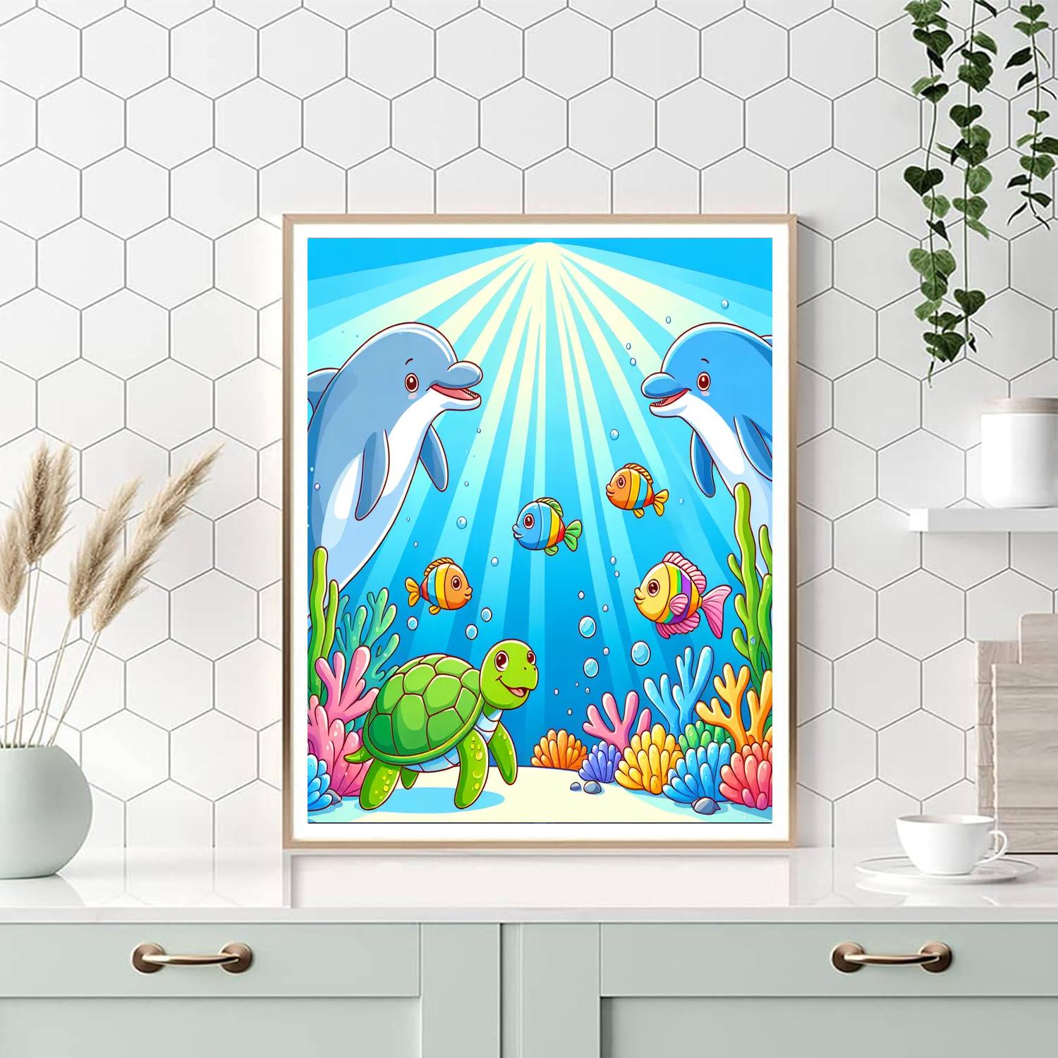 Underwater Fun With Sea Creatures Numbered Painting Kits