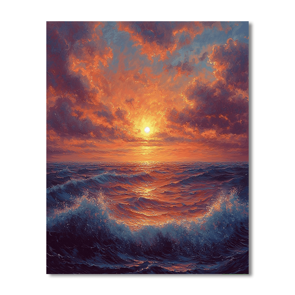 J.M.W. Turner Inspired Romantic Ocean Sunset - DIY Painting By Numbers Kit
