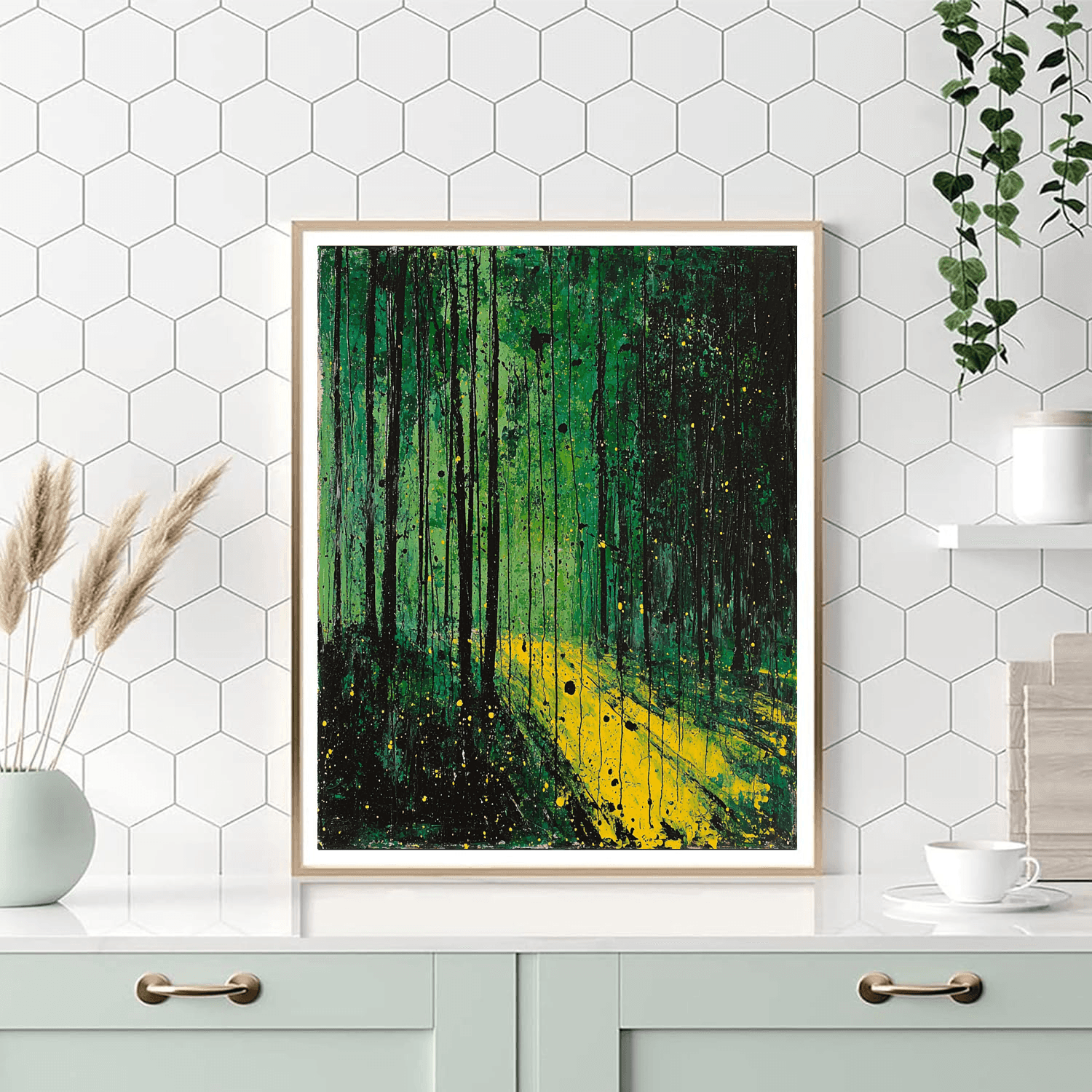 Jackson Pollock Inspired Abstract Forest Harmony  Number Painting