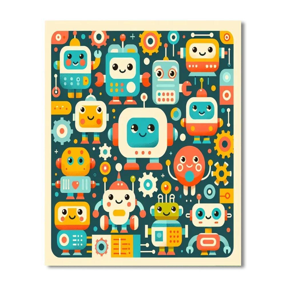 Charming Robots Numbered Painting Kits