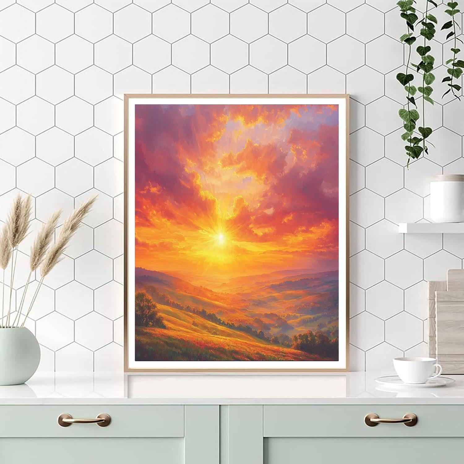 J.M.W. Turner Inspired Sunrise On The Horizon  Paint By Numbers