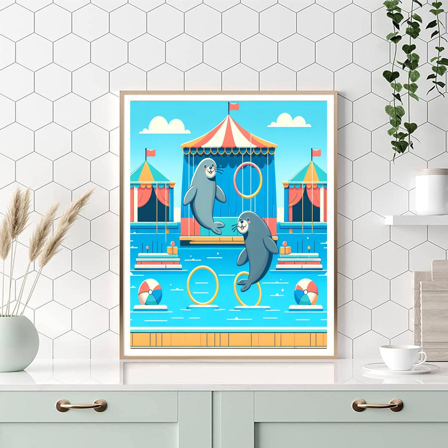 Silly Sea Lion Circus Paint By Numbers Art