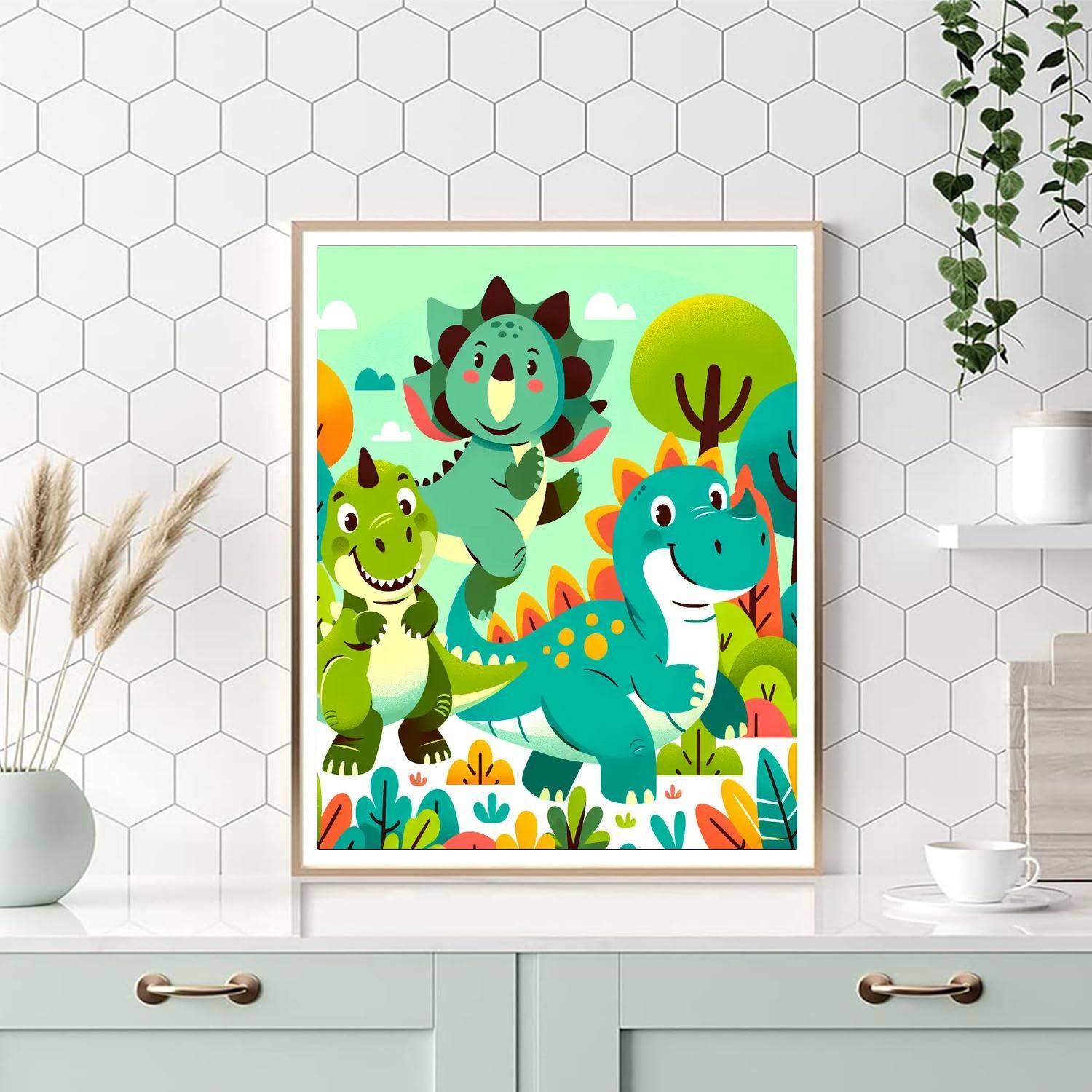 Funky Dinosaur Friends Paint By Numbers Kits