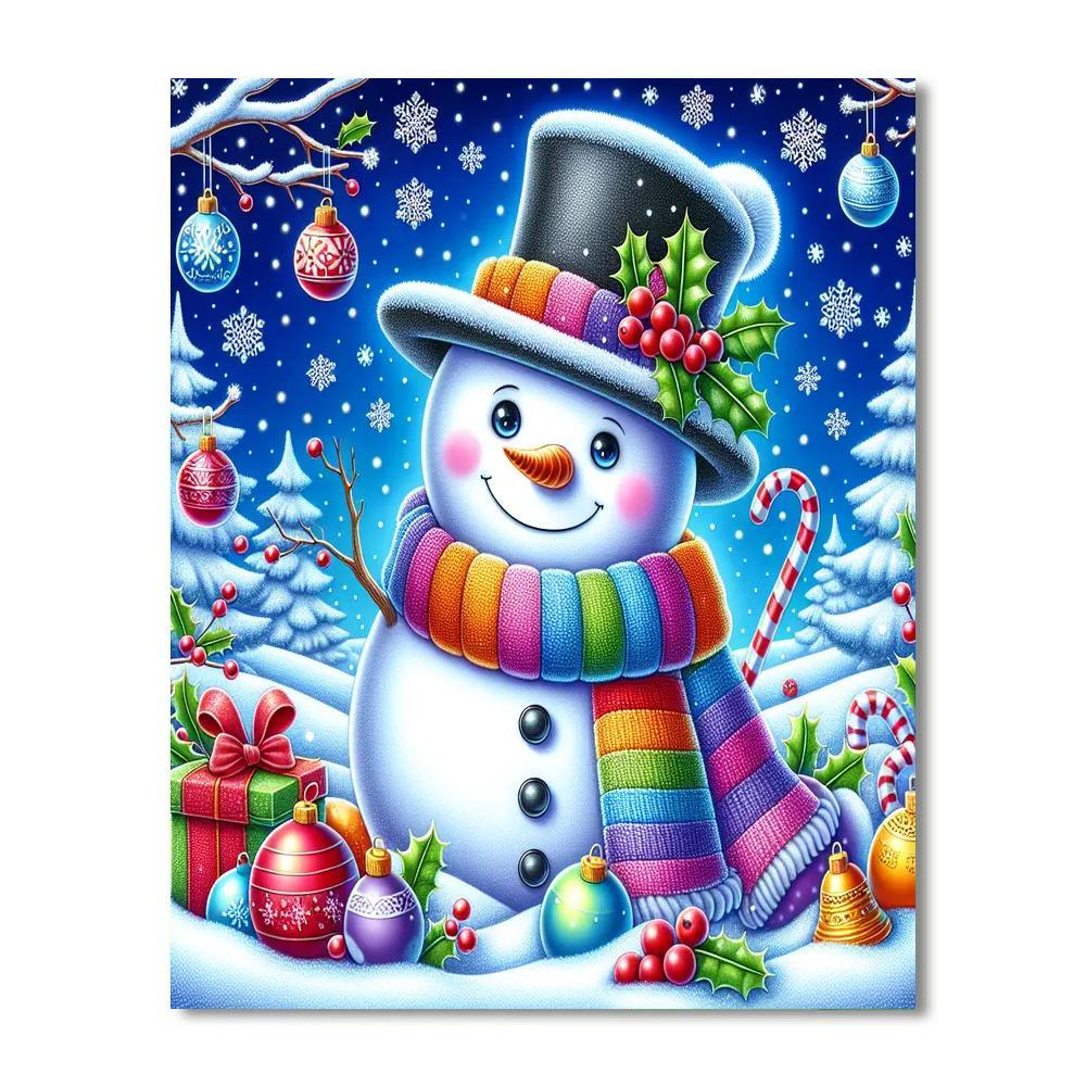 Jolly Holiday Snowman Paint By Numbers Art