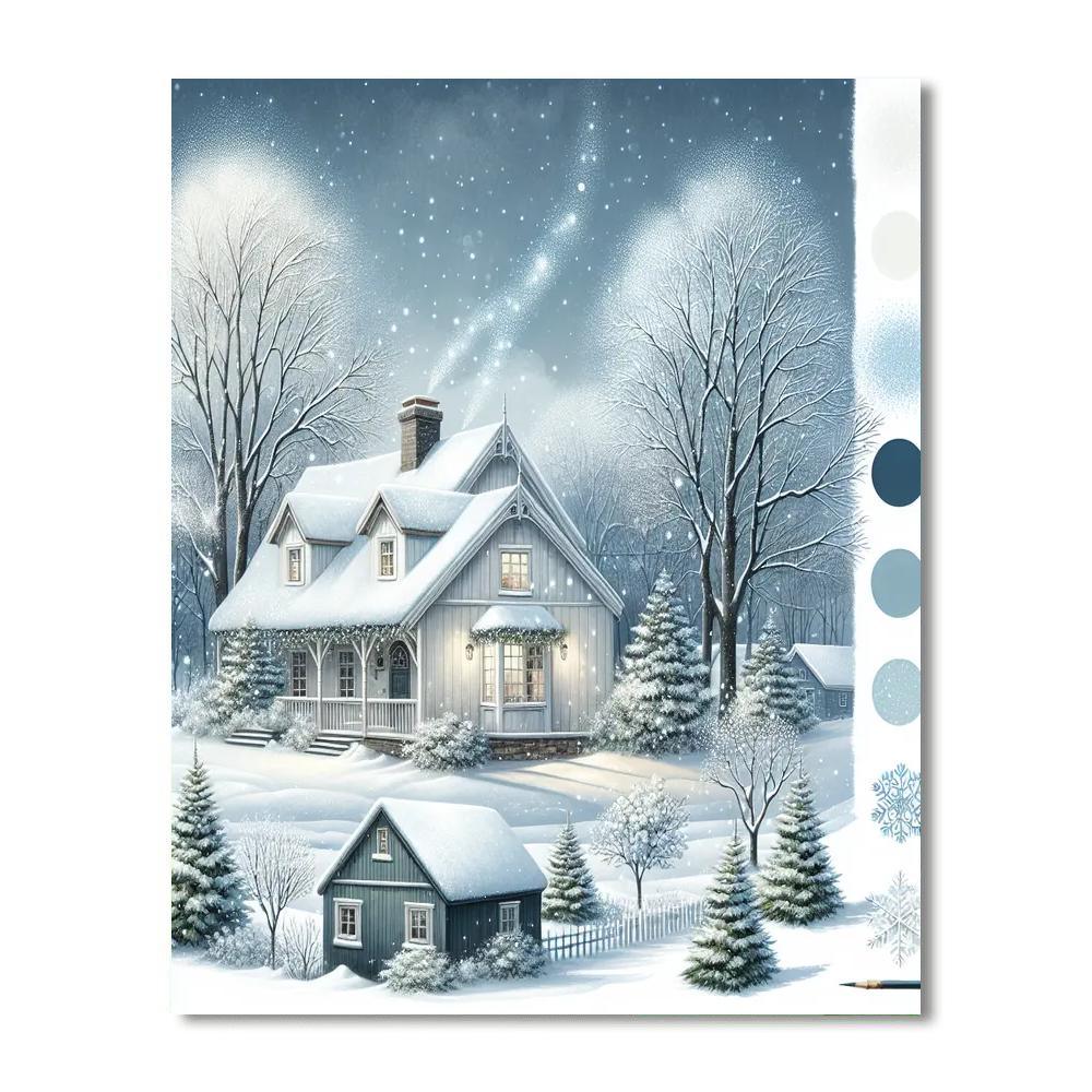 Winter Cottage Harmony Painting Number Kit