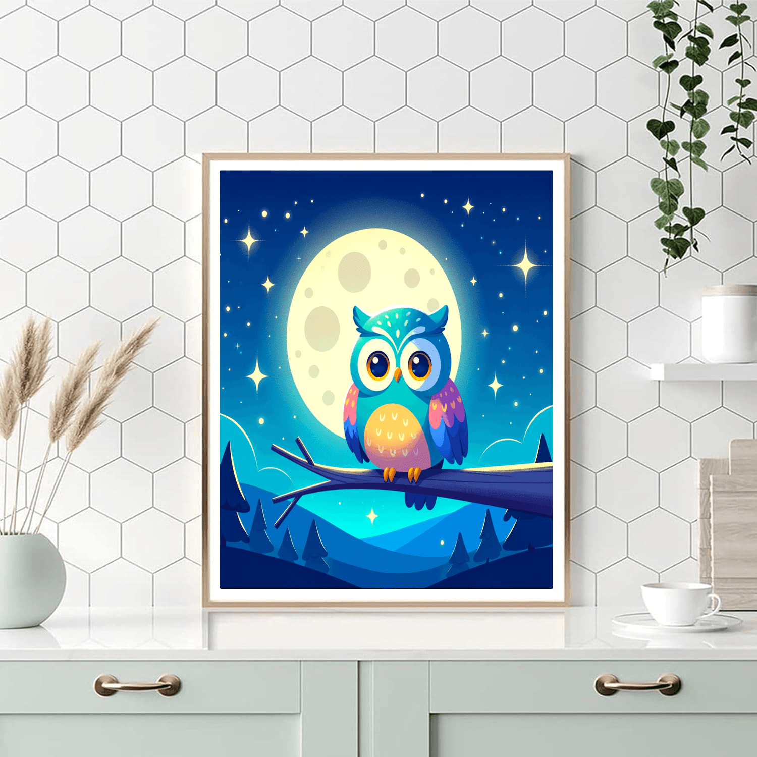Curious Owl In The Moonlight Paint By Numbers Kits