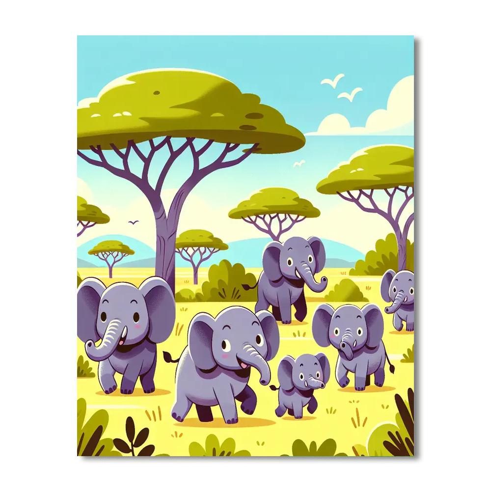 Energetic Elephant Expedition Numbered Painting Kits