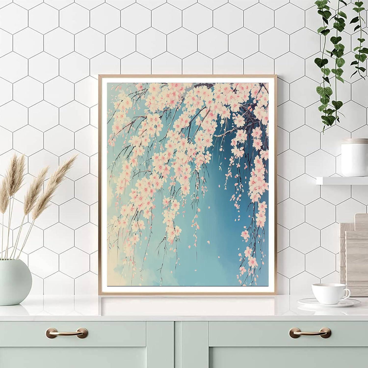 Hiroshige Inspired Whispers Of The Cherry Blossoms  Paint By Color