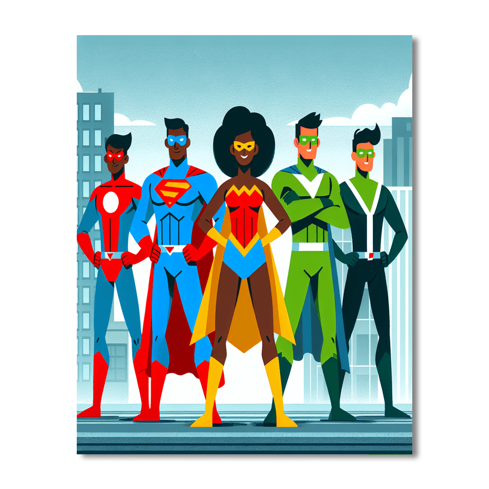 Superhero Team-up Paint By Numbers Art