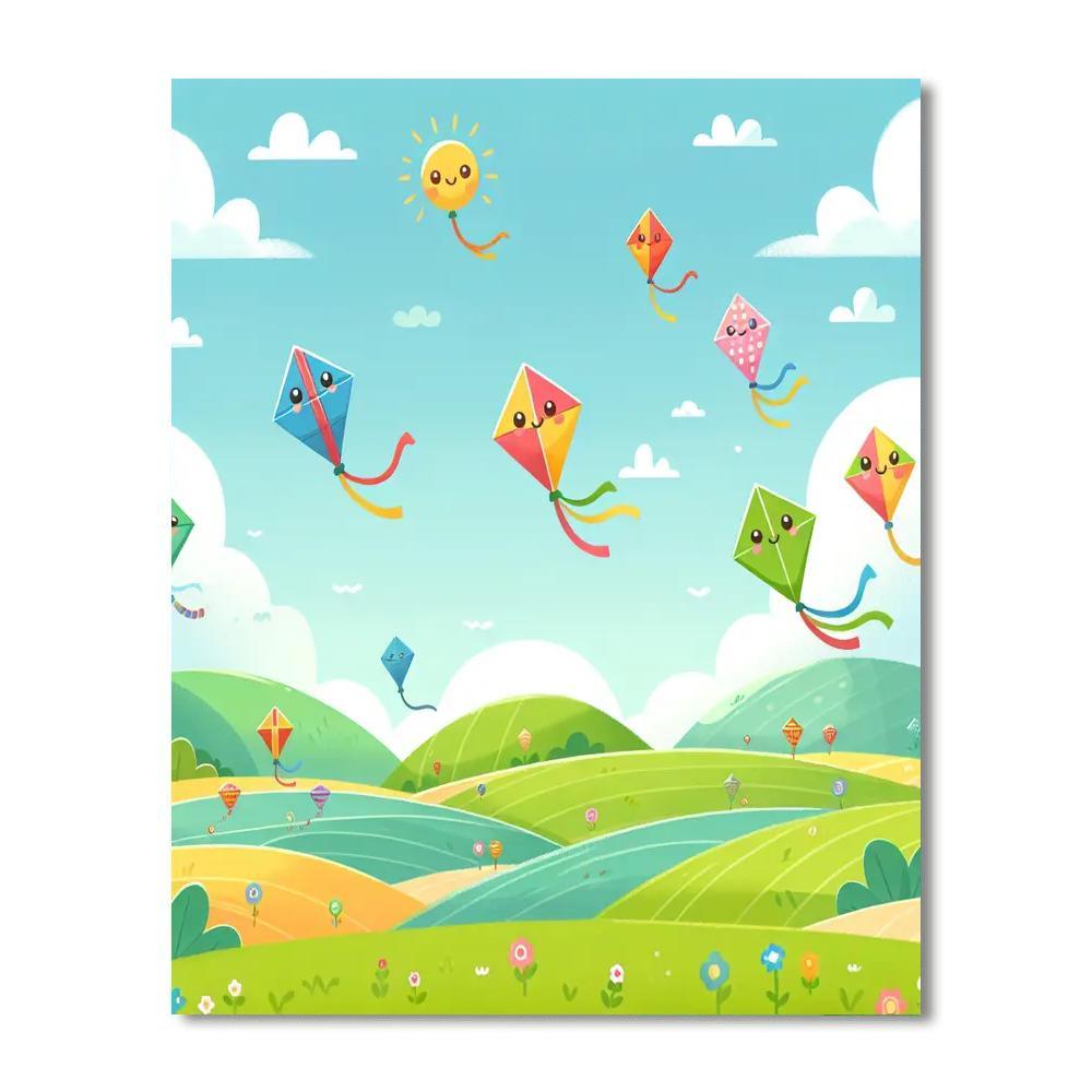 Kite Flying Over Hills Paint By Color