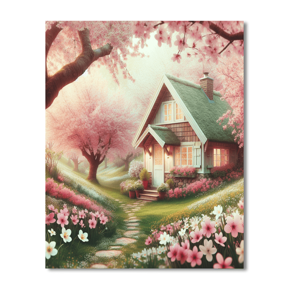 Springtime Cottage Retreat Number Painting