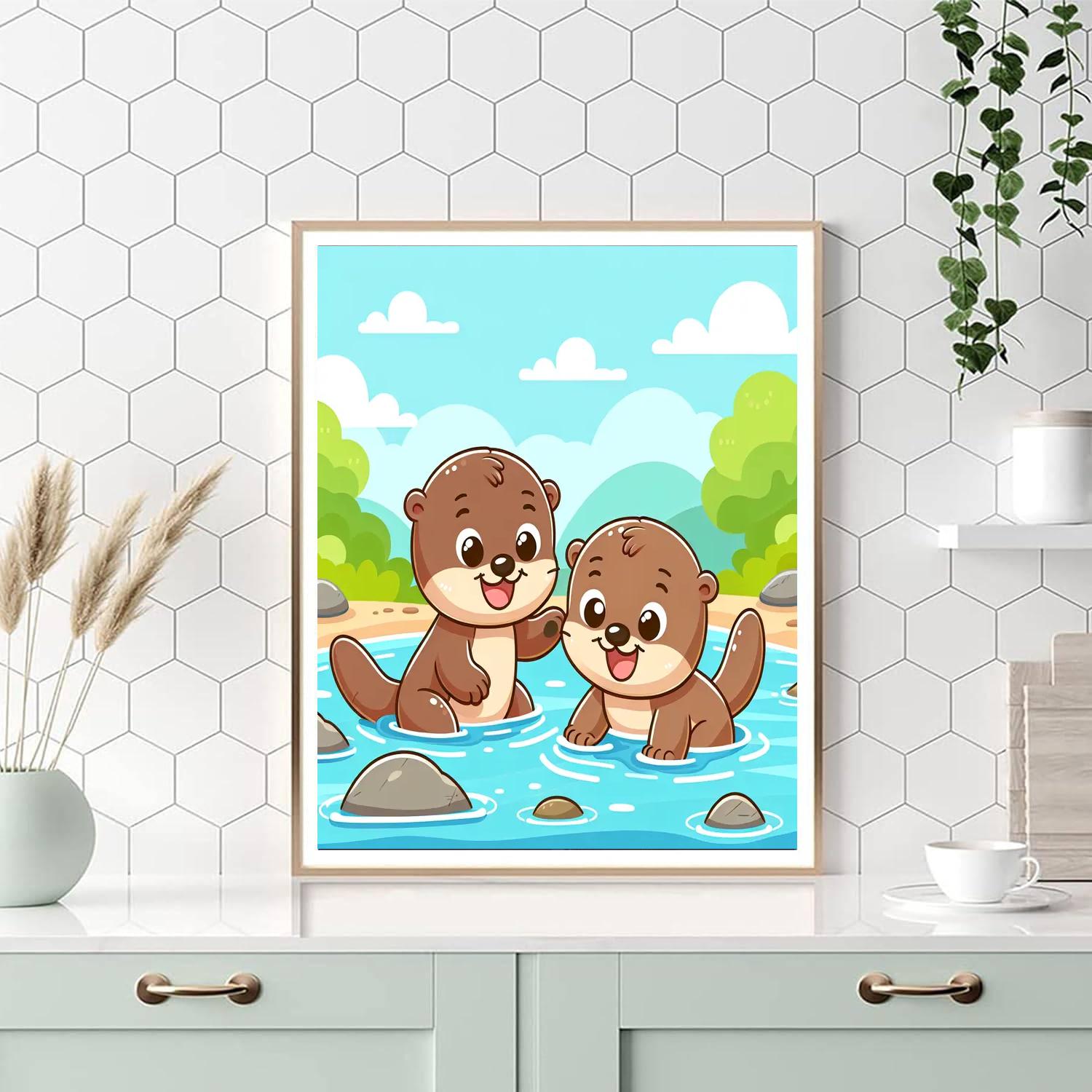 Cheerful Otter River Fun Numbered Painting Kits