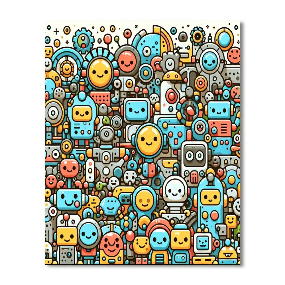 The Playful Robot Adventure DIY Paint By Numbers