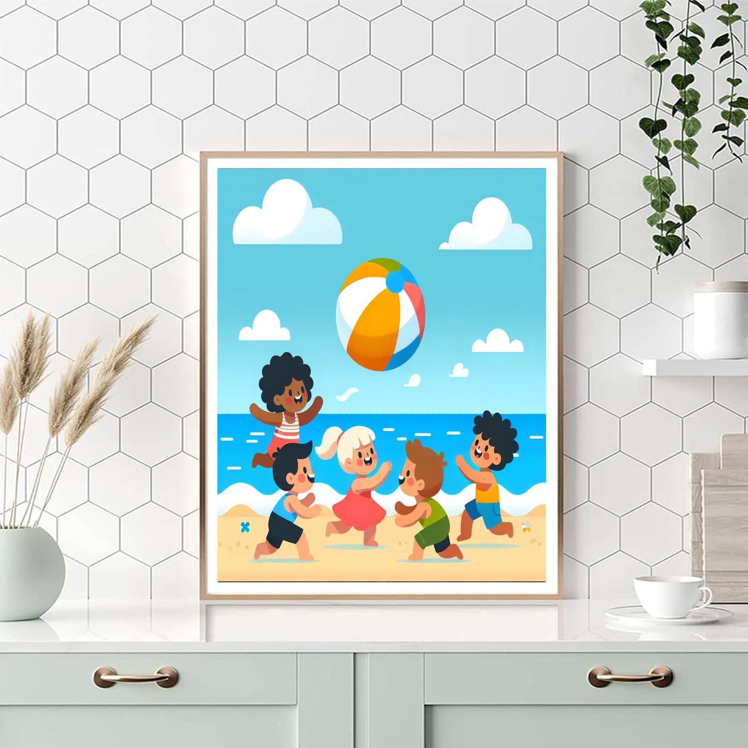 Bouncy Beach Ball Fun Paint By Numbers Art
