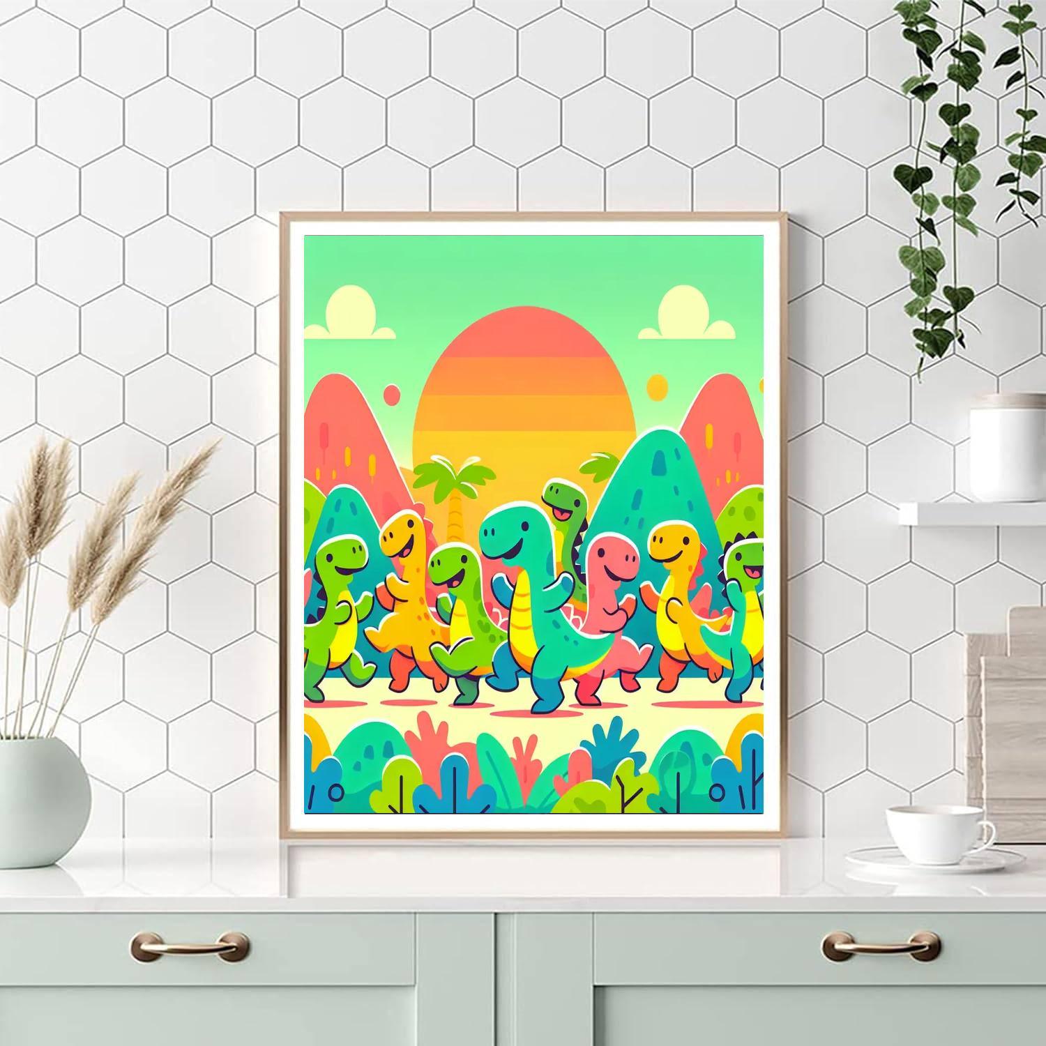 Delightful Dinosaur Dance Paint By Color