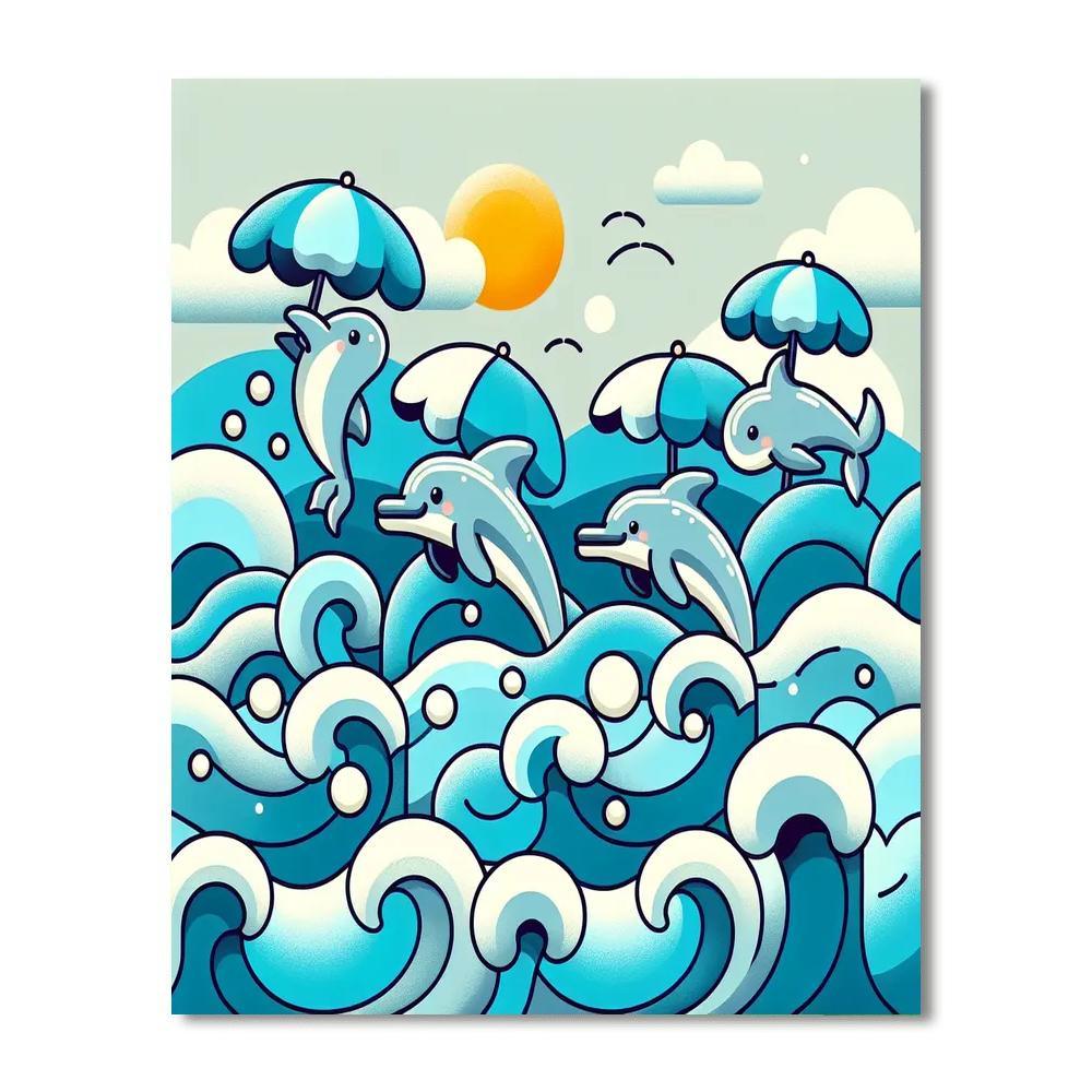 Playful Ocean Dolphins Paint By Number