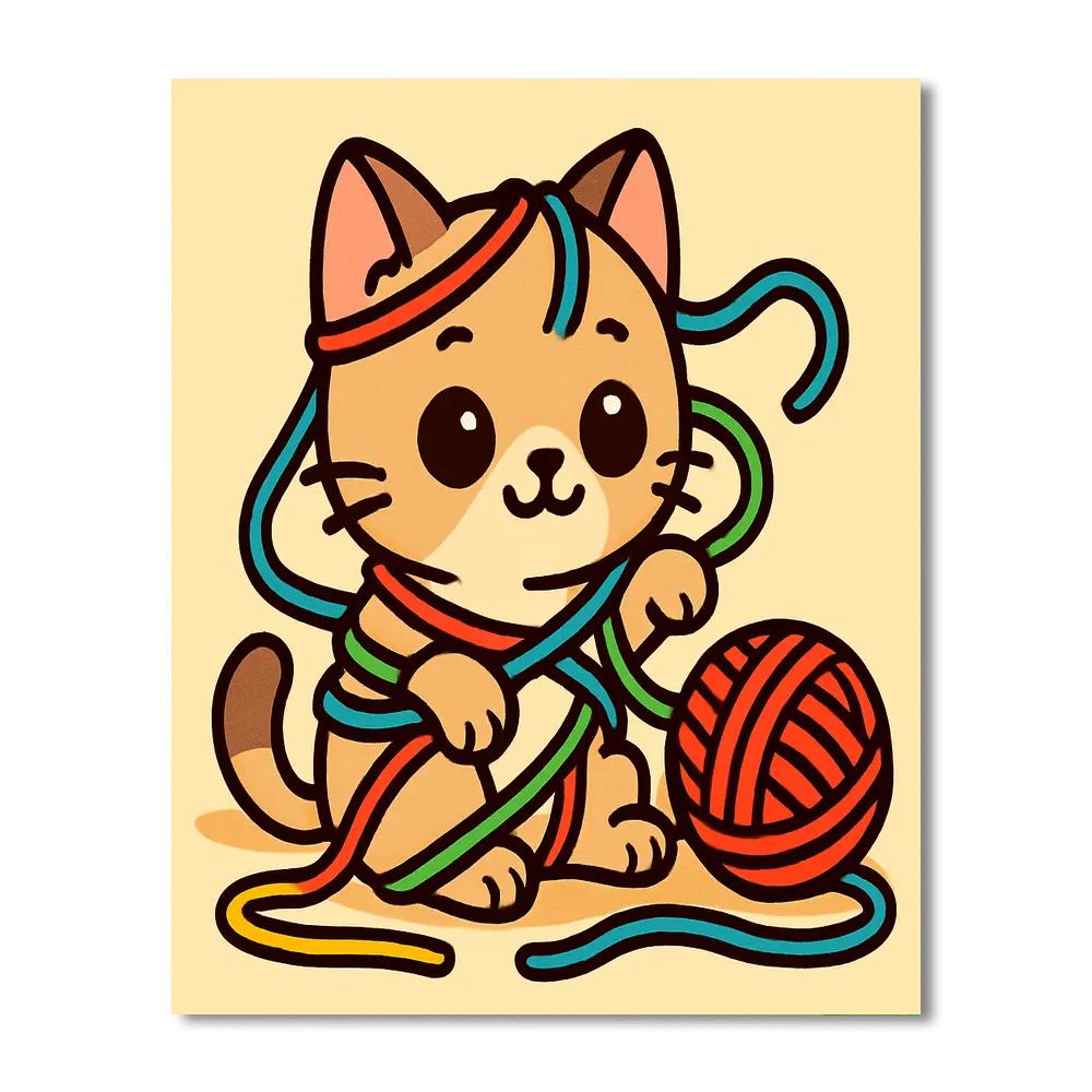 Mischievous Kitten Adventures DIY Paint By Numbers