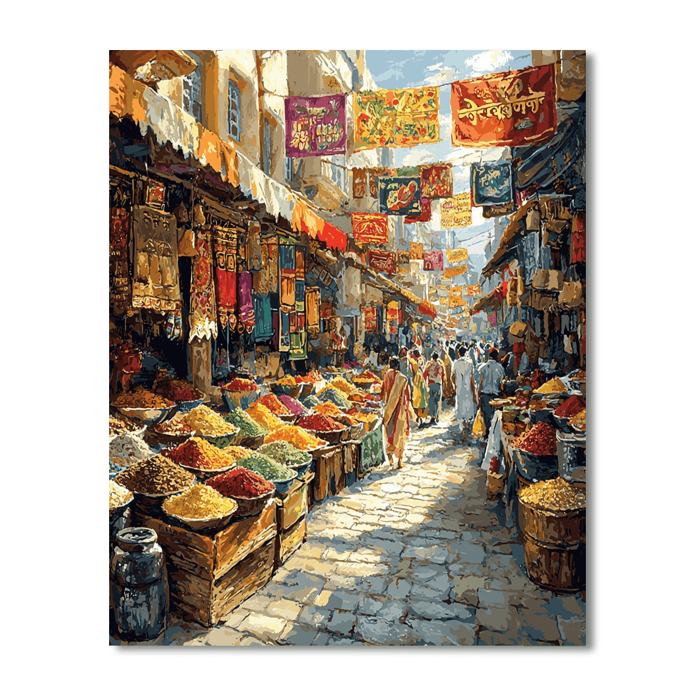 Chandni Chowk Market - Delhi Numbered Painting Kits