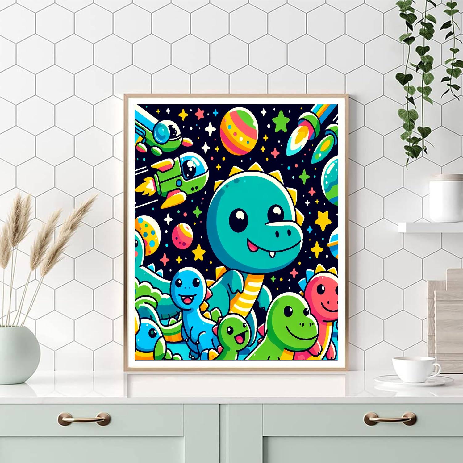 Space Dinosaur Adventure Paint By Numbers Kits