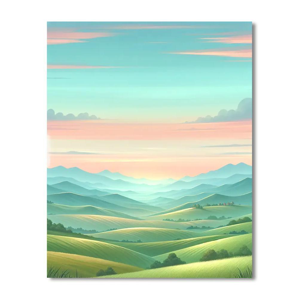 Dawn Over Rolling Hills Numbered Painting Kits