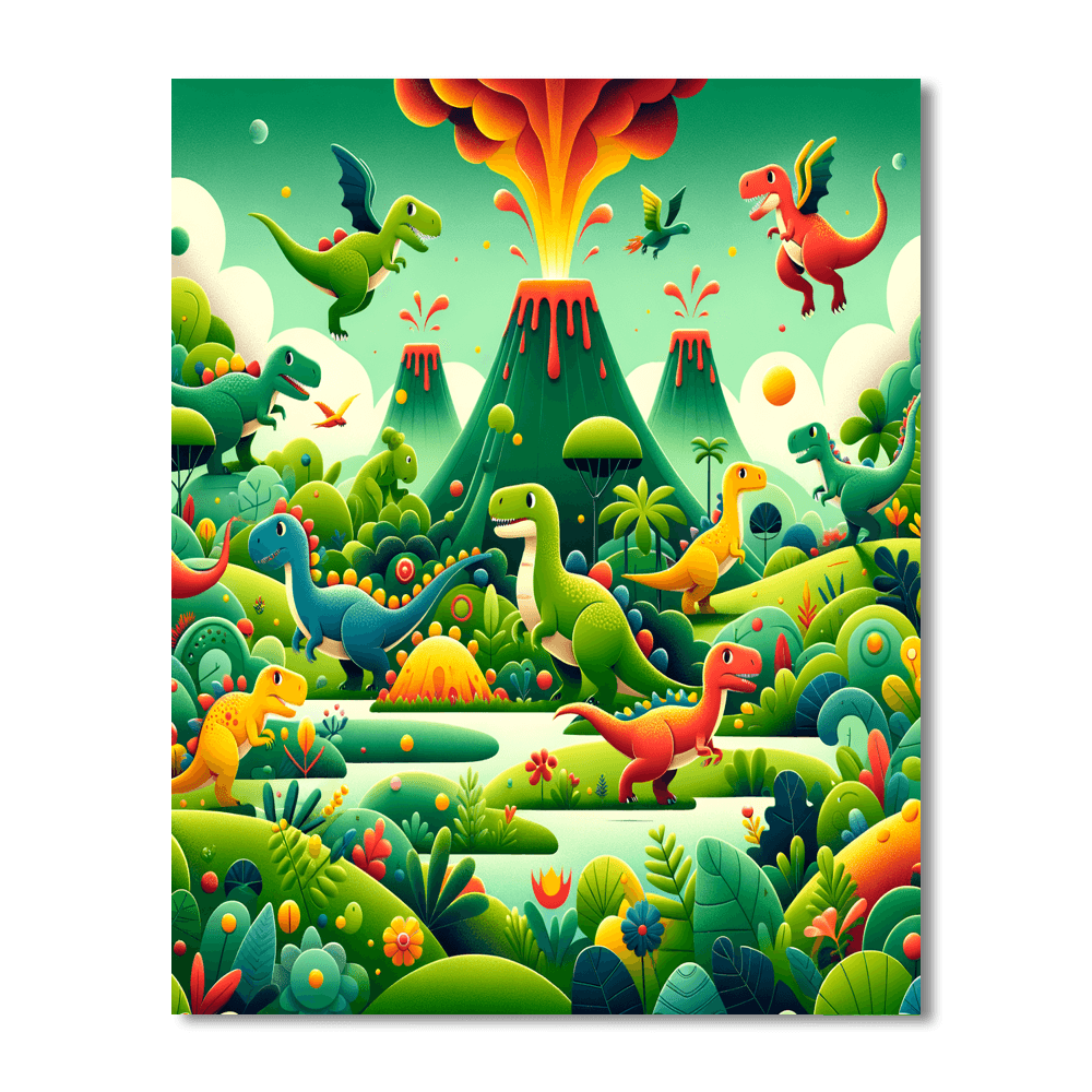 Adventurous Dinosaur World Paint By Numbers Art