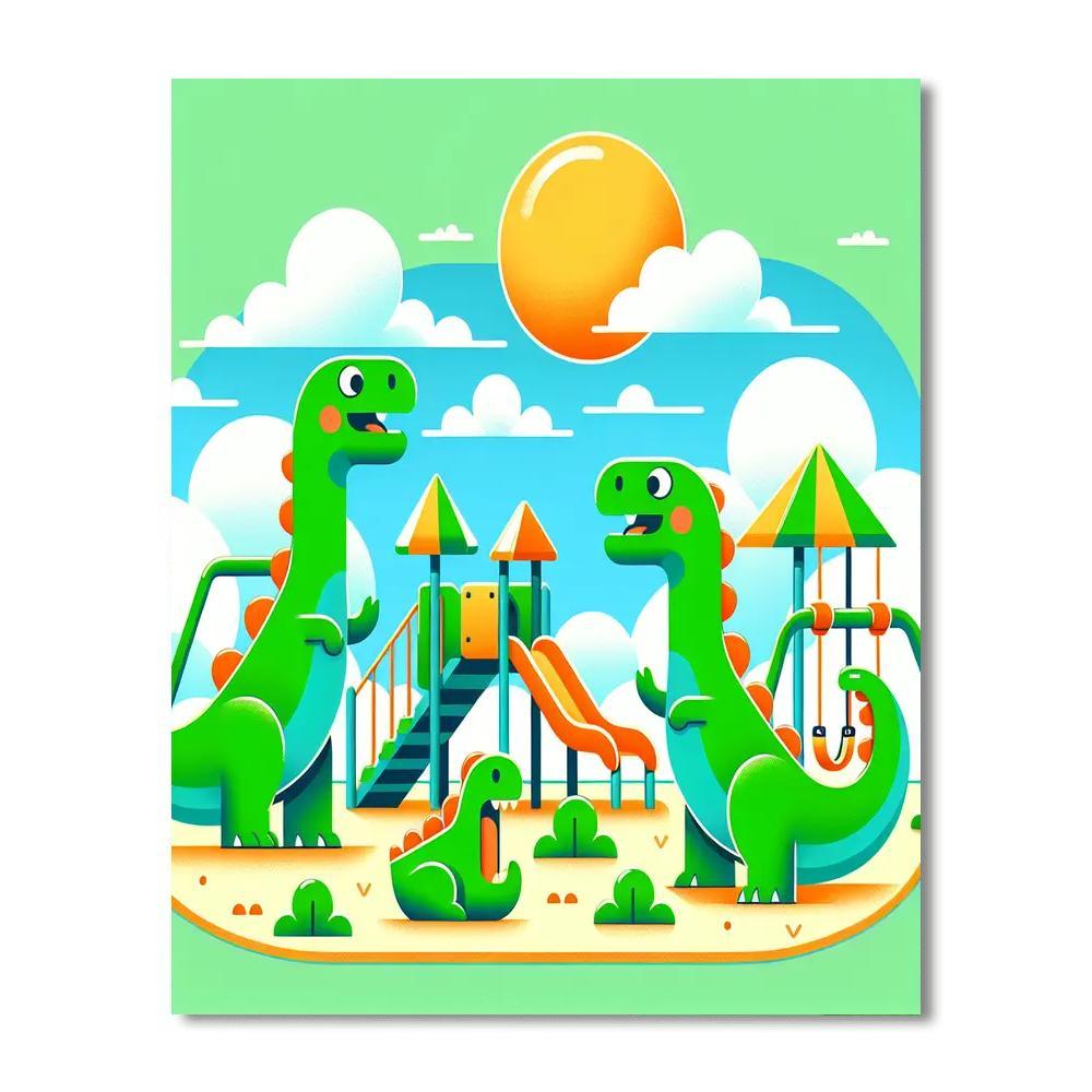 Funky Dinosaur Playground Paint By Numbers Kits