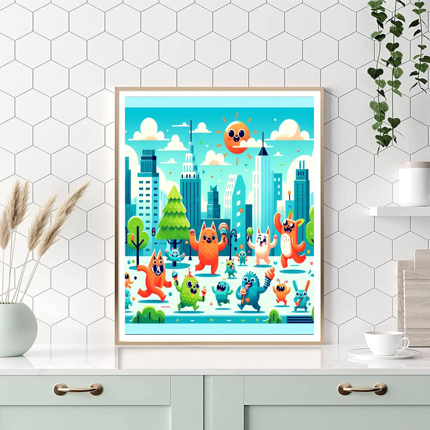 Friendly Monsters In The City Paint By Numbers Kits