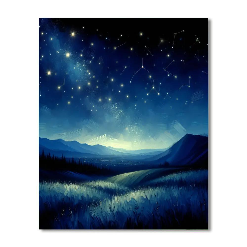 Dreamy Stargazing Hillside Painting By Numbers Kit