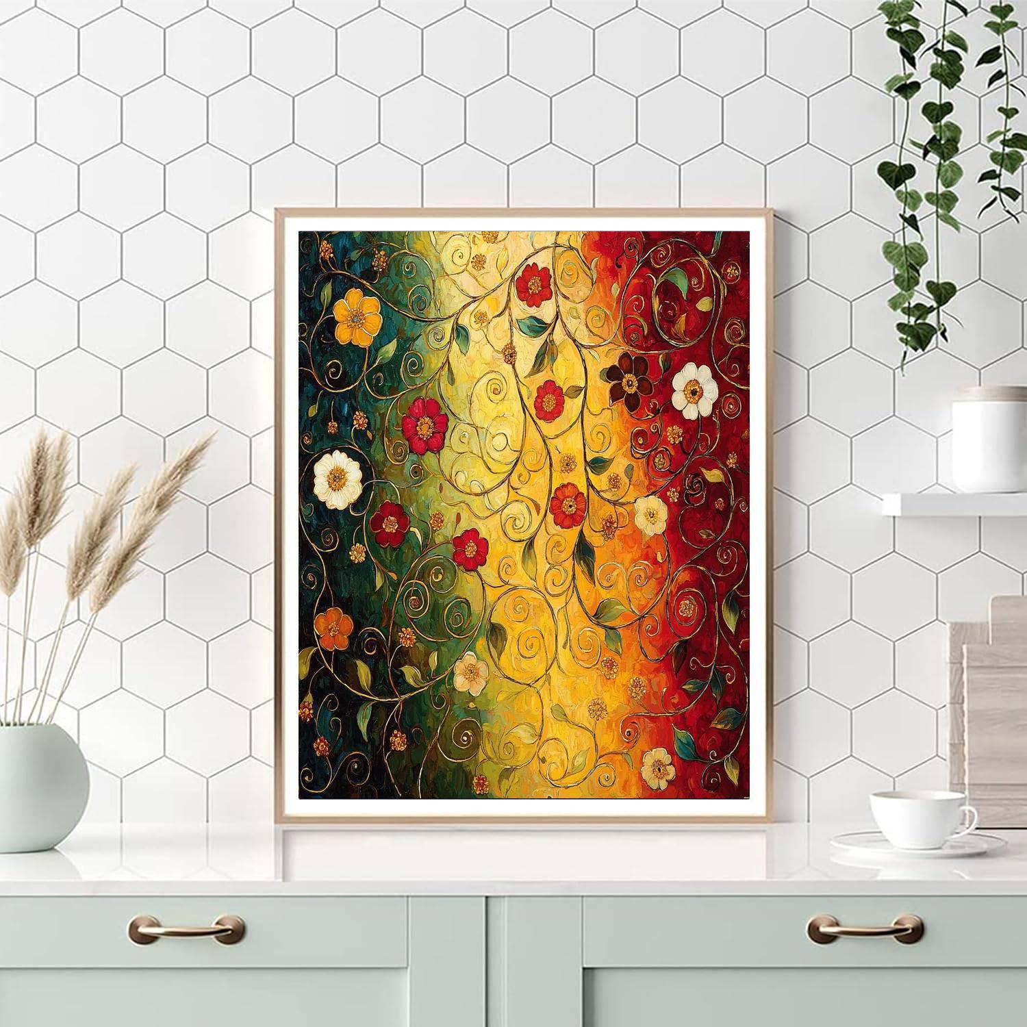 Gustav Klimt Inspired Whirling Garden  Paint By Color