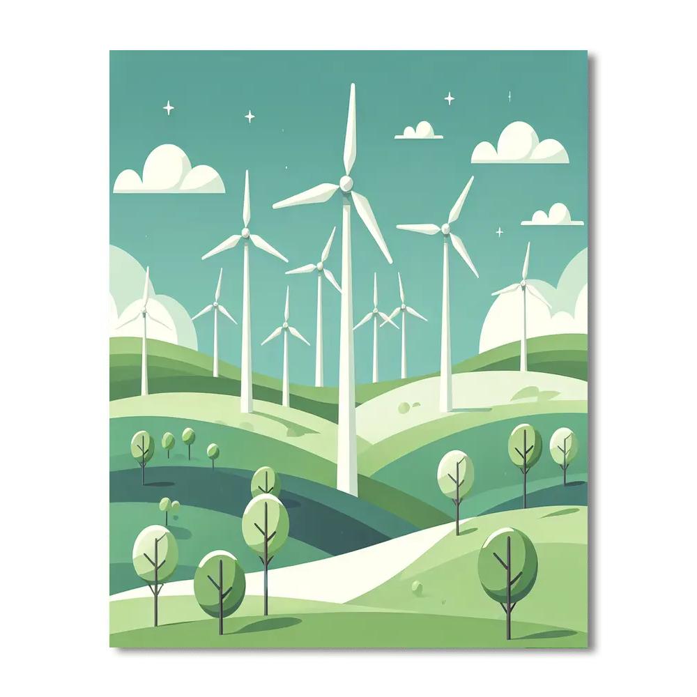 Whirling Windmill Wonders Paint By Numbers Art