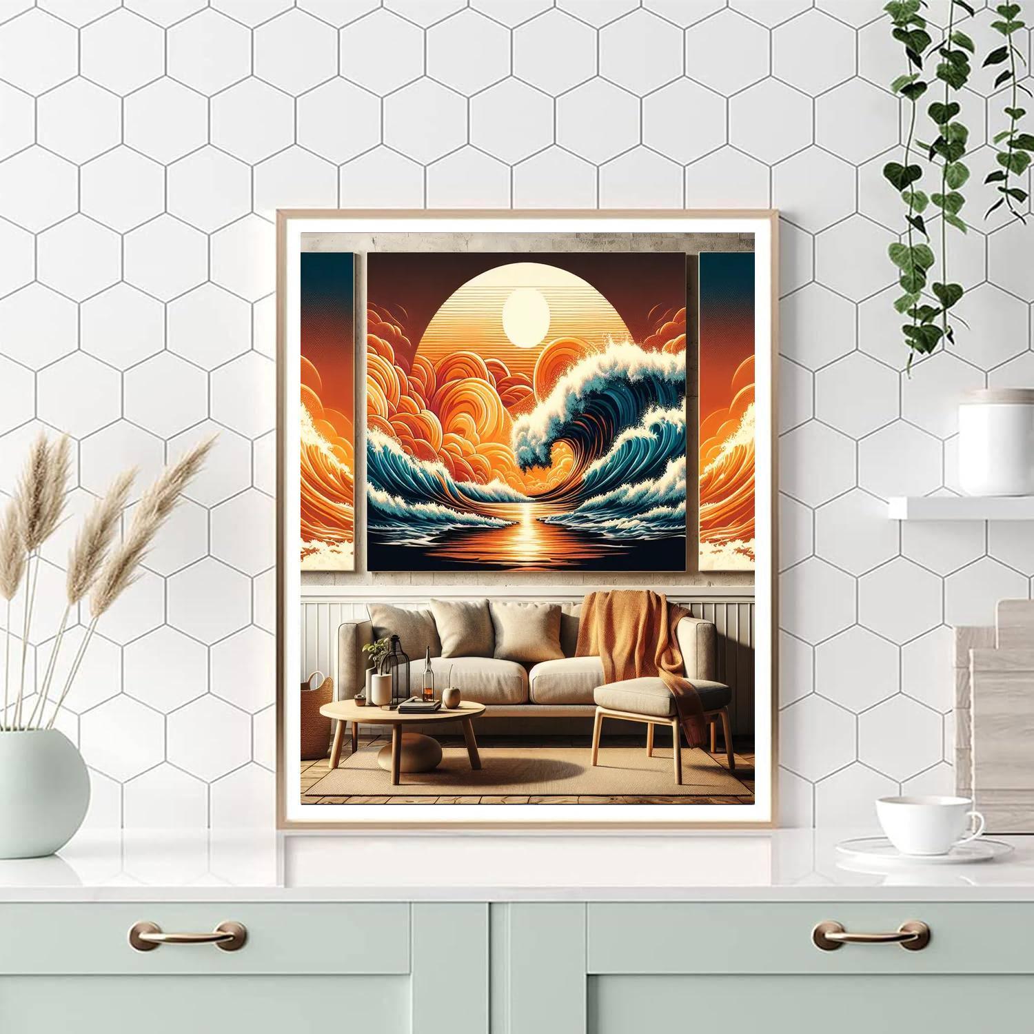Dynamic Sunset Waves Painting By Numbers Kit