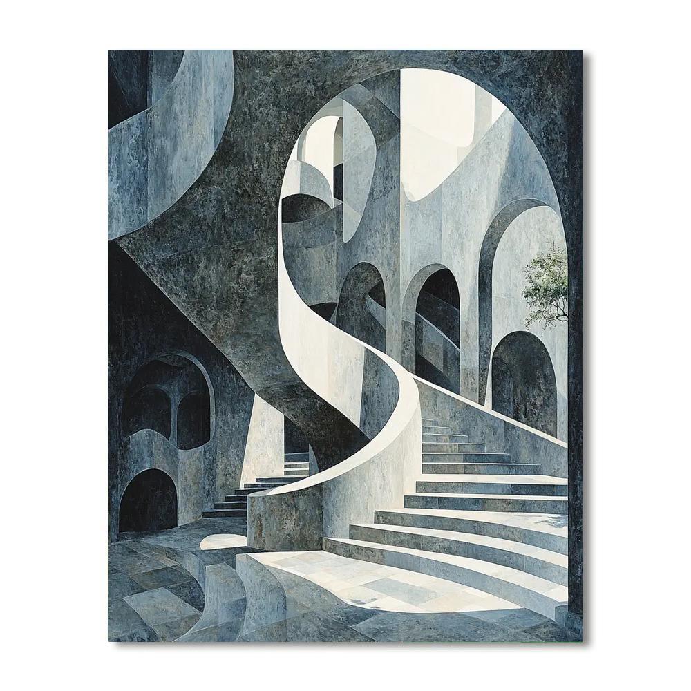 M.C. Escher Inspired Cascading Paradox  Number Painting