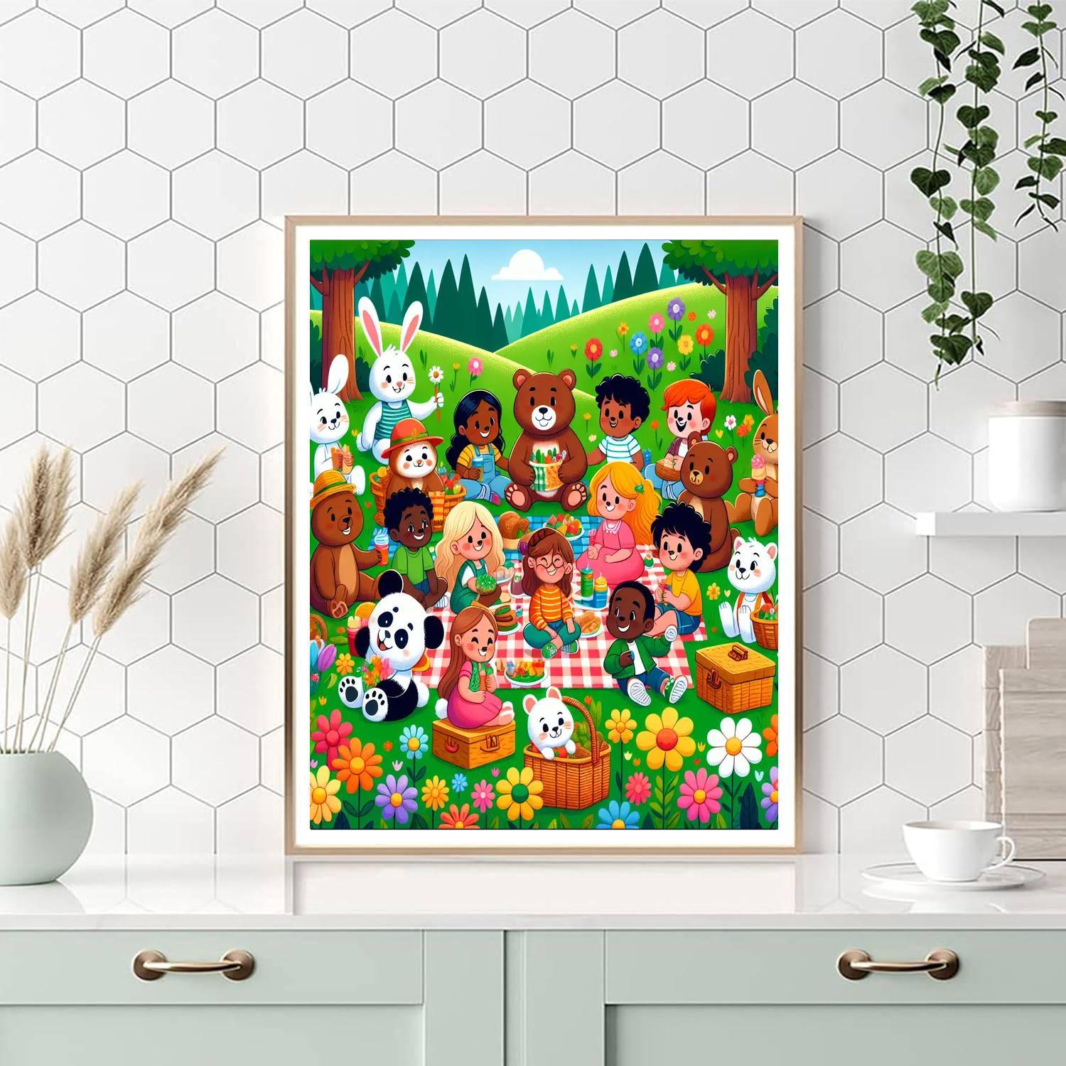 Cuddly Forest Friends Picnic Painting By Numbers Kit