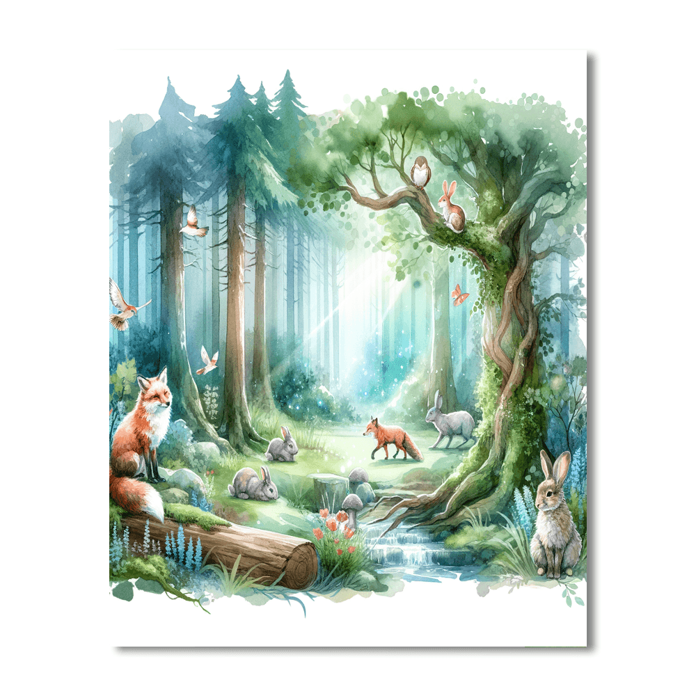 Enchanted Forest Animal Friends Painting - DIY Painting By Numbers Kit