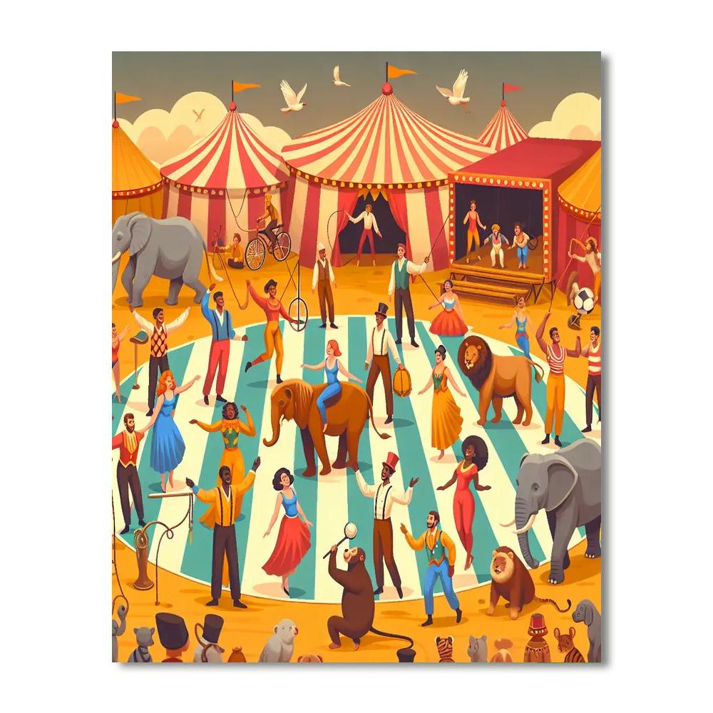 Cheerful Circus Camp Paint By Numbers