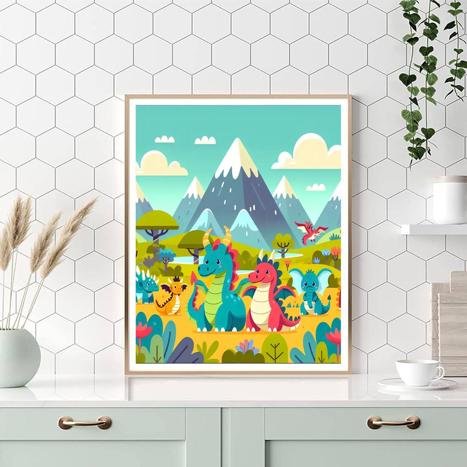 Friendly Dragon Safari Paint By Numbers Art
