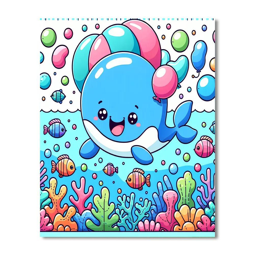 Silly Balloon Whale DIY Paint By Numbers
