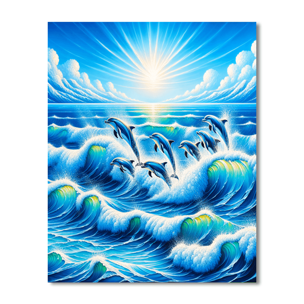 Playful Dolphin Bay Painting By Numbers Kit