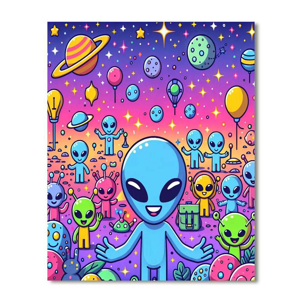 Adventurous Space Aliens DIY Paint By Numbers