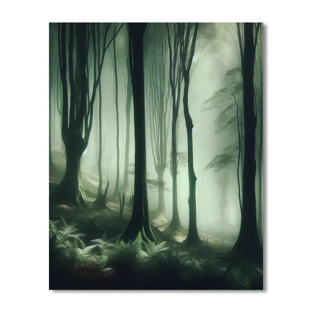 Ethereal Misty Forest Number Painting