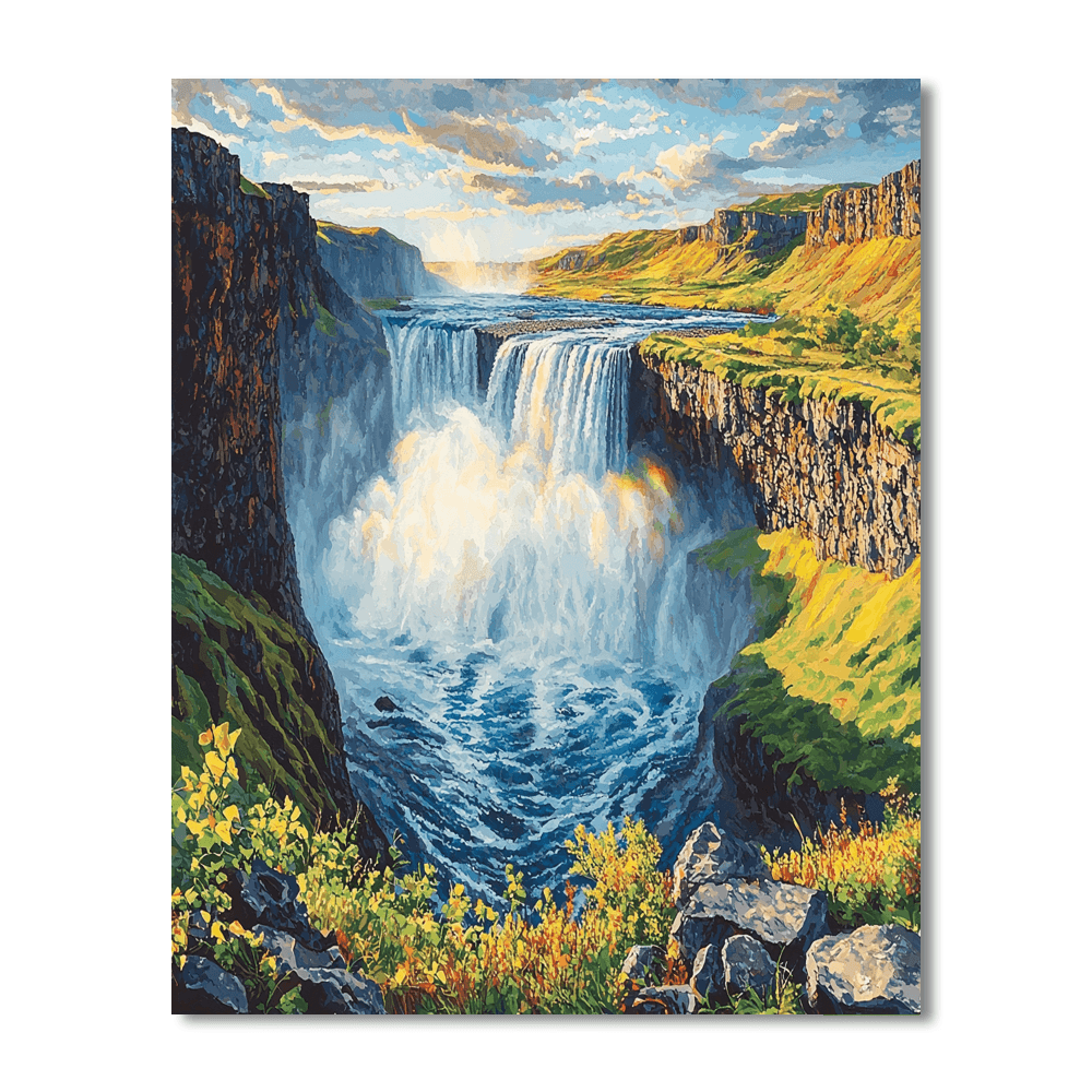 Gullfoss Waterfall Number Painting