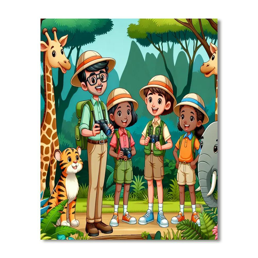 Safari Adventure Crew Paint By Numbers Art