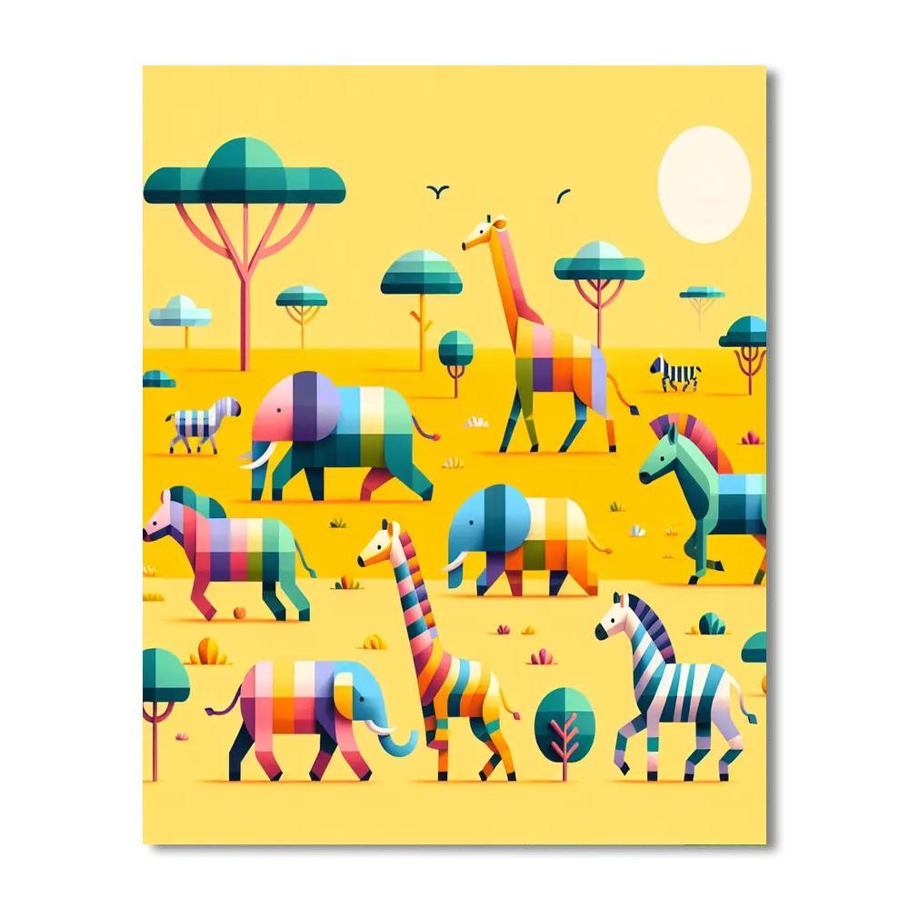 Sunny Savannah Stroll Number Painting